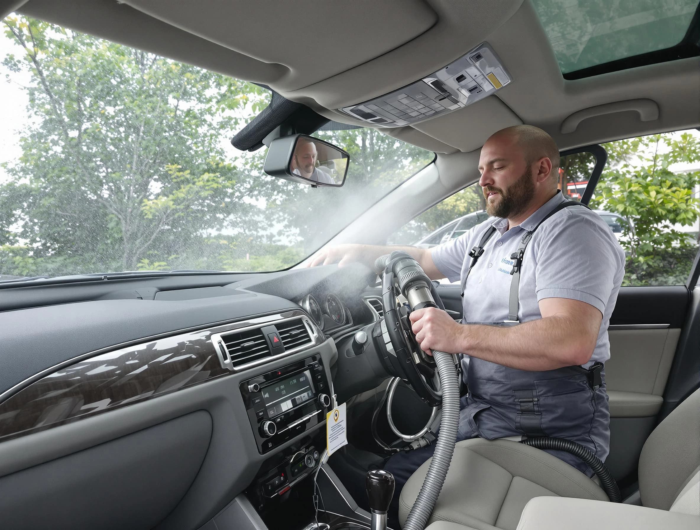 Needham Air Duct Cleaning specialist performing professional car duct cleaning in Needham