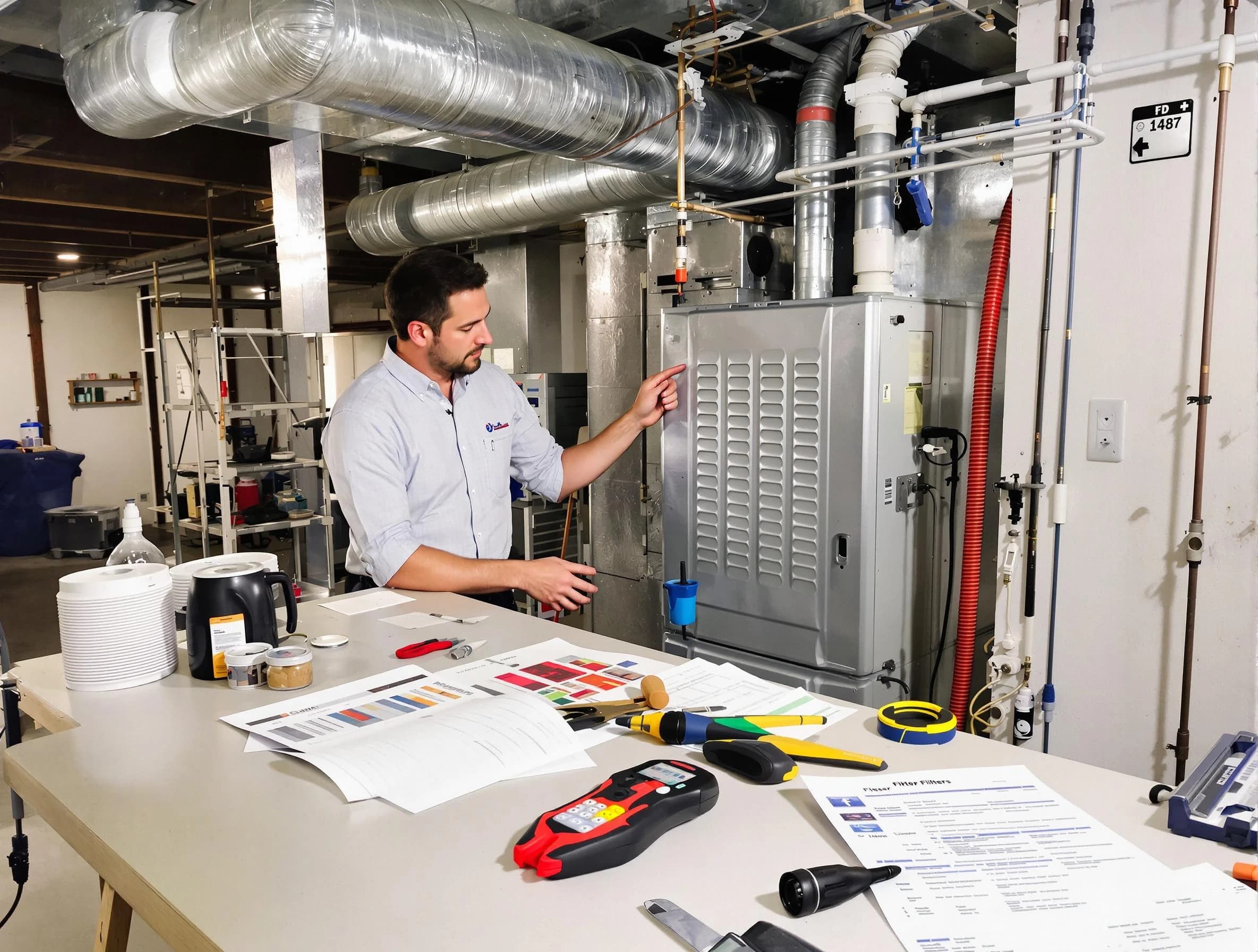 Needham Air Duct Cleaning inspector conducting detailed filter system evaluation using professional diagnostic tools in Needham