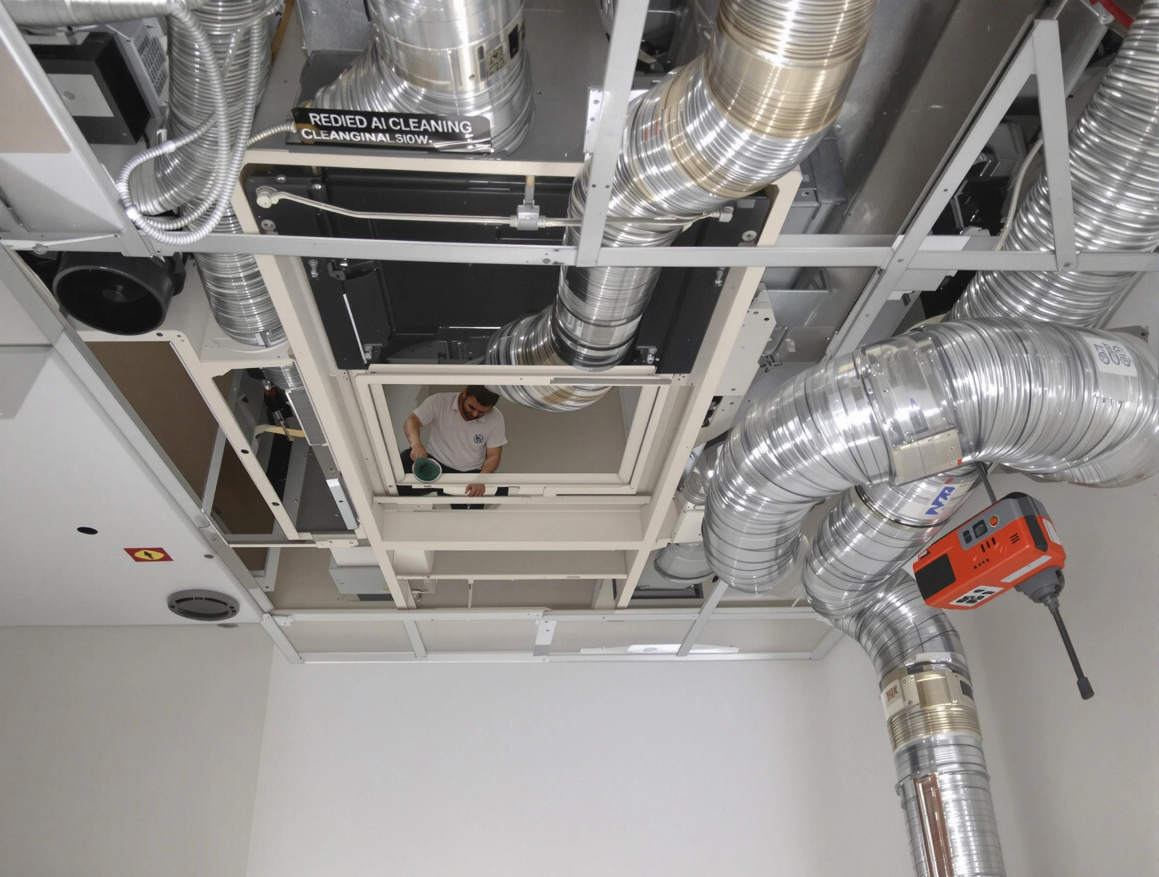 Needham Air Duct Cleaning technician performing detailed central duct system cleaning in Needham