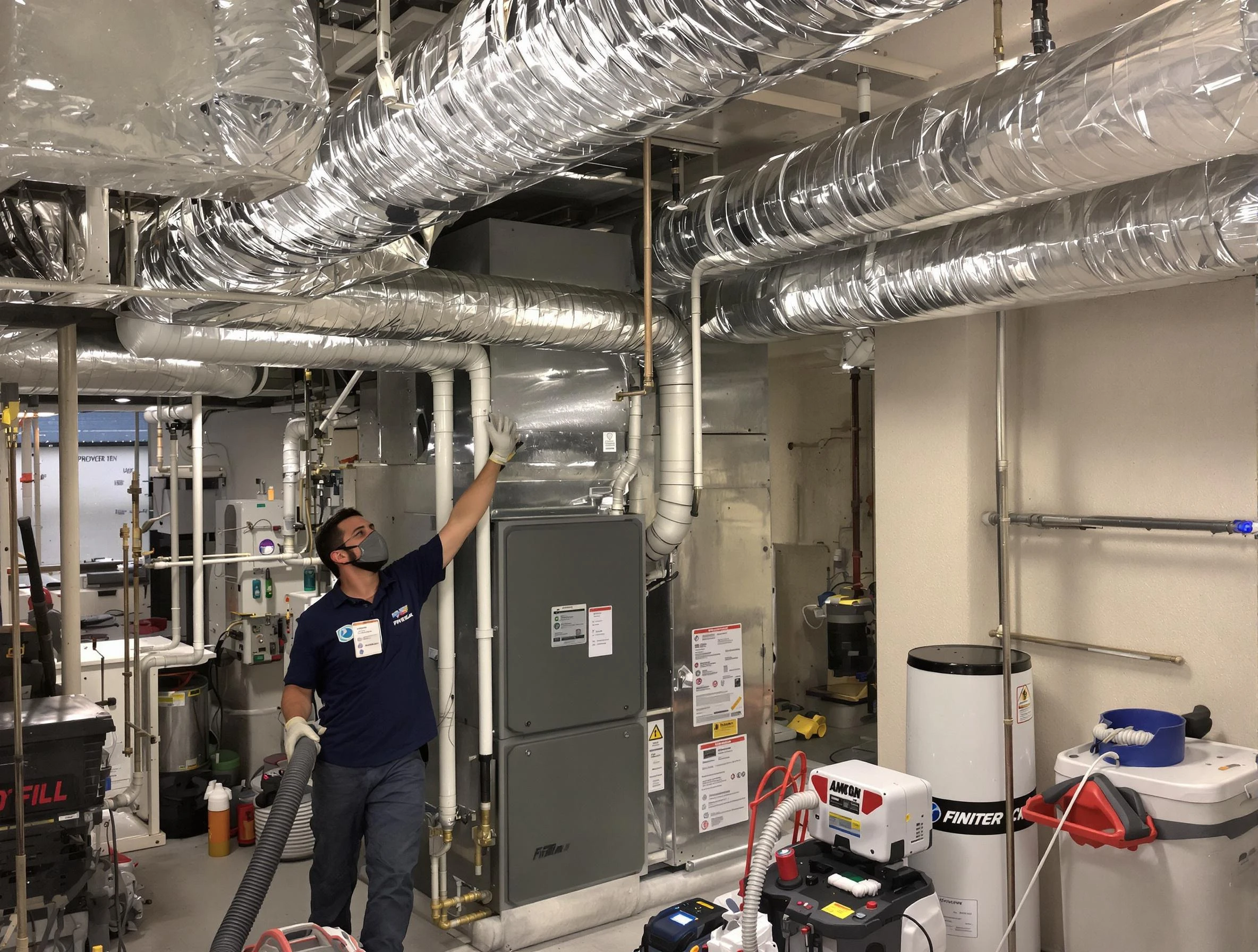 Needham Air Duct Cleaning specialist performing thorough furnace duct cleaning in a Needham residence