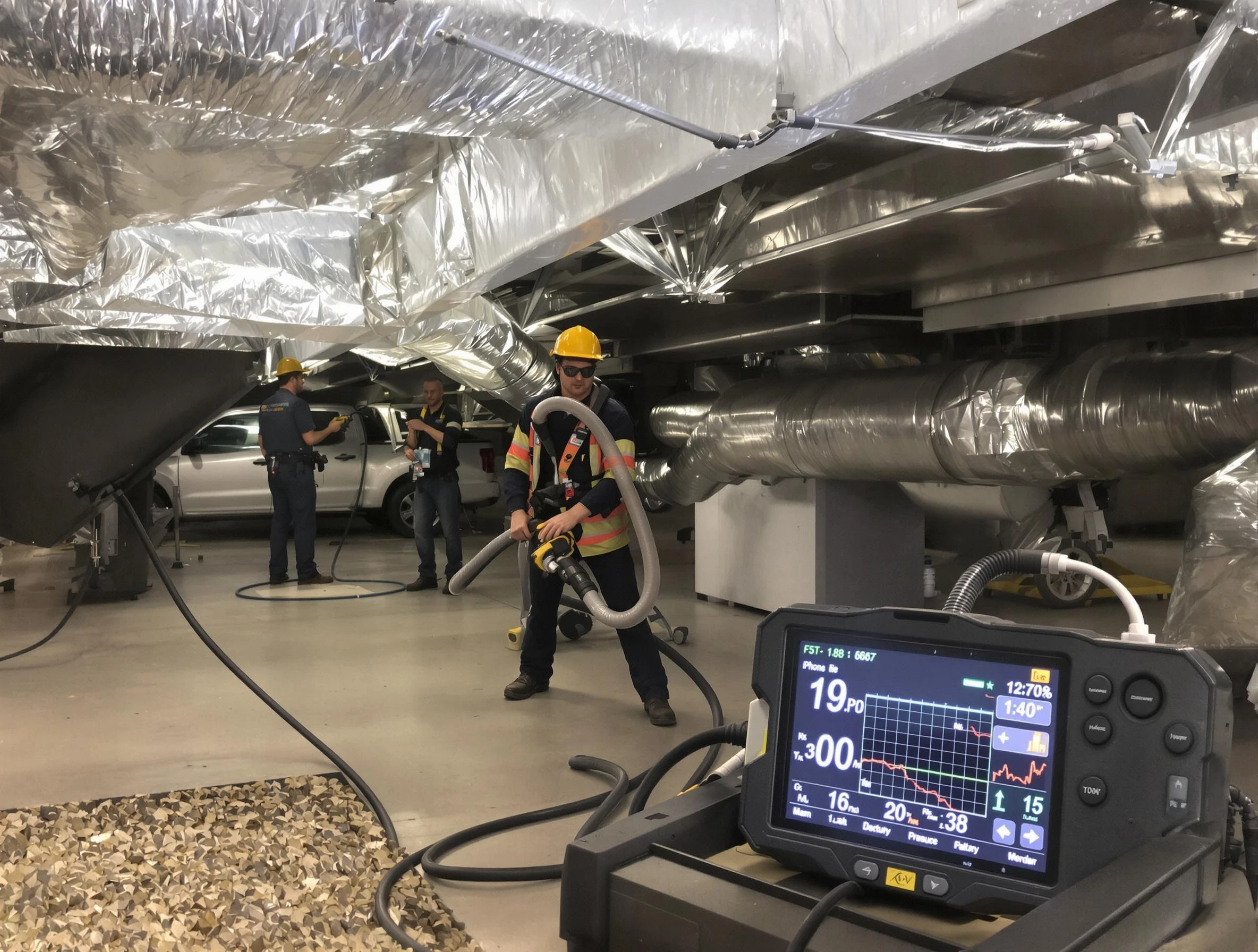 Professional negative pressure duct cleaning by Needham Air Duct Cleaning in Needham